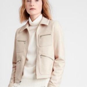 Banana Republic Vegan Suede Jacket in almond beige